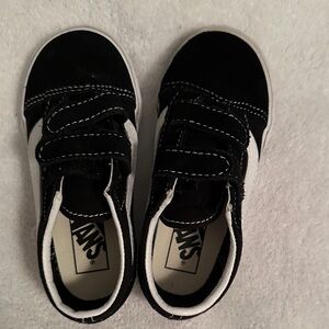 Vans Kids Black and White Velcro Sneakers